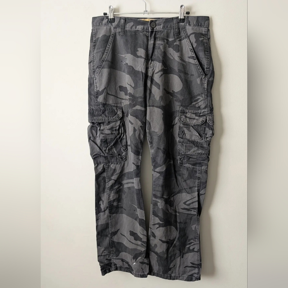 Men's Vintage Grey Camo Utility Cargo Pants
